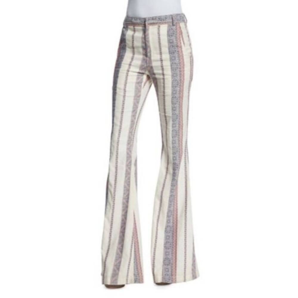 Derek Lam 10 Crosby striped/linen chino flare leg pants